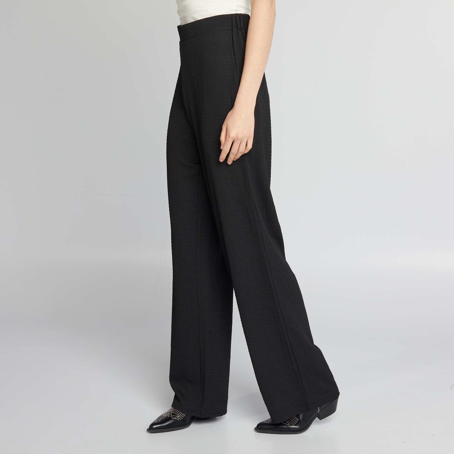 Pantalon large gaufr e noir