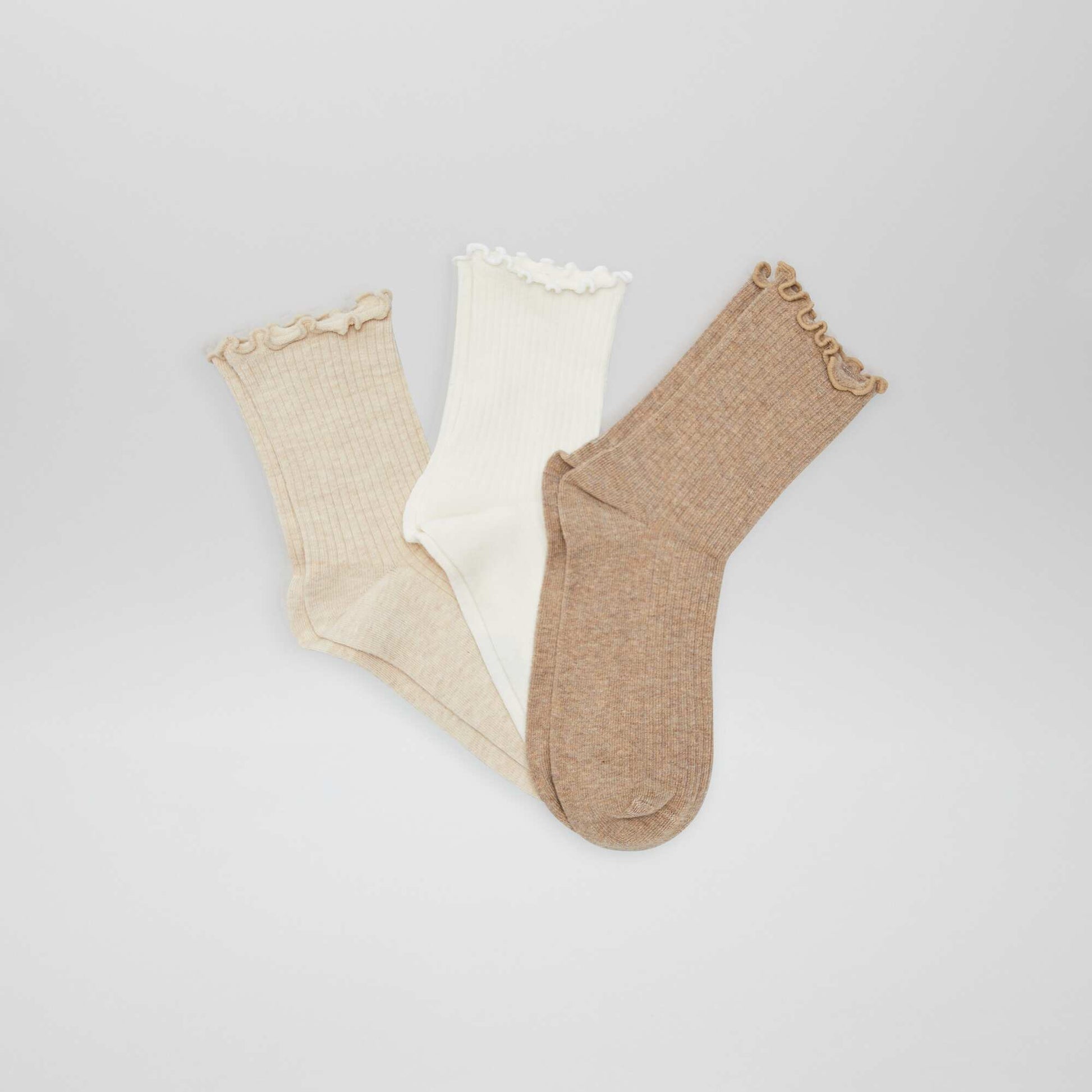 Lot de 3 chaussettes ondul es Beige