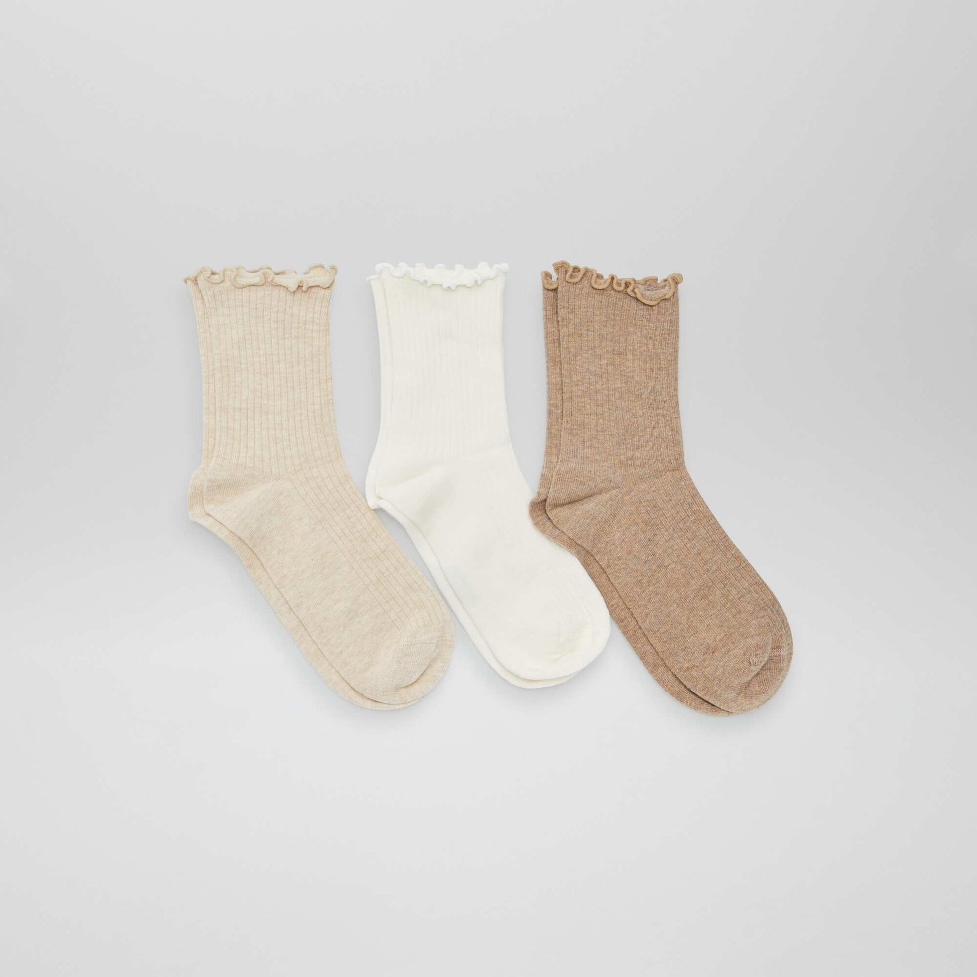 Lot de 3 chaussettes ondul es Beige