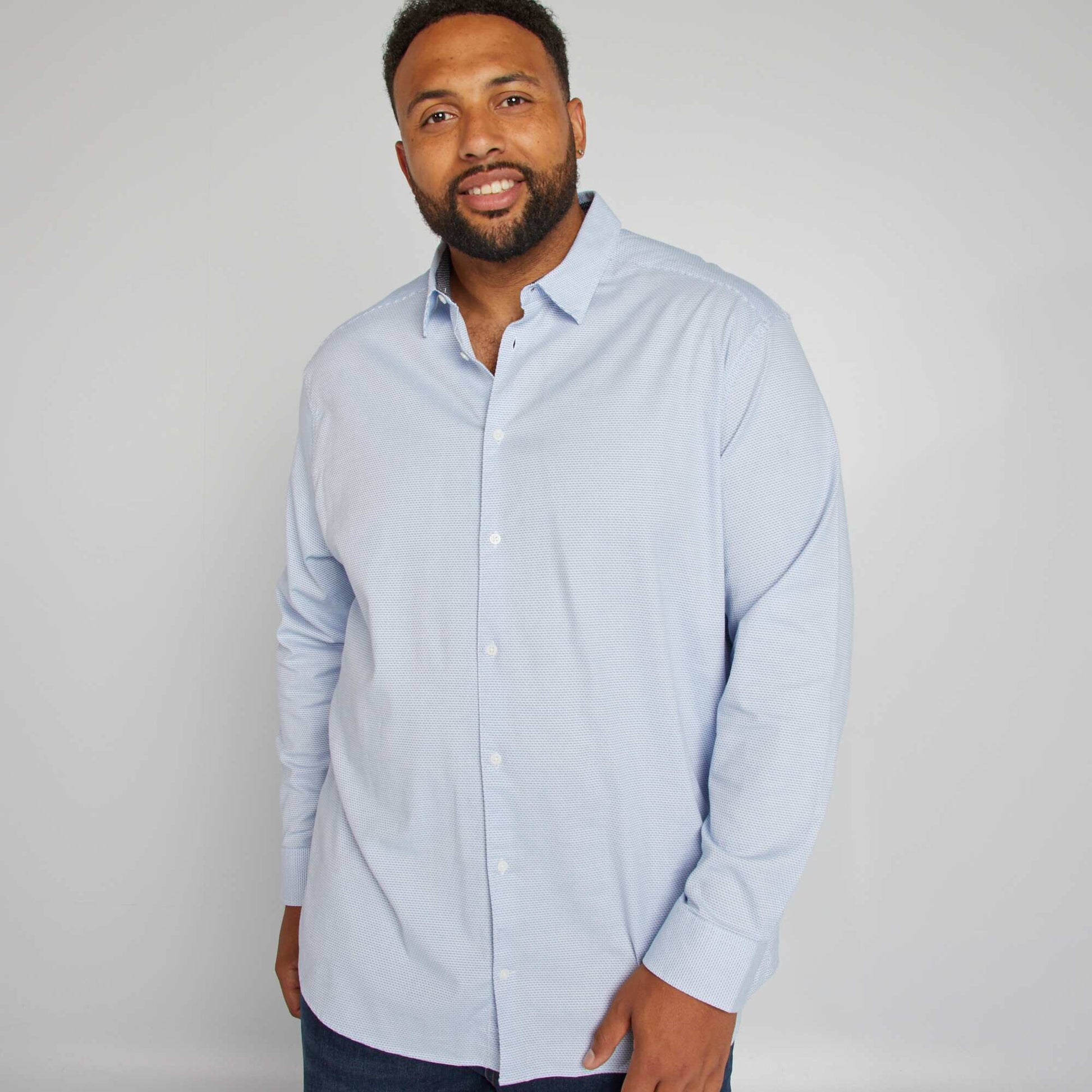 Chemise slim pois Bleu ciel pois