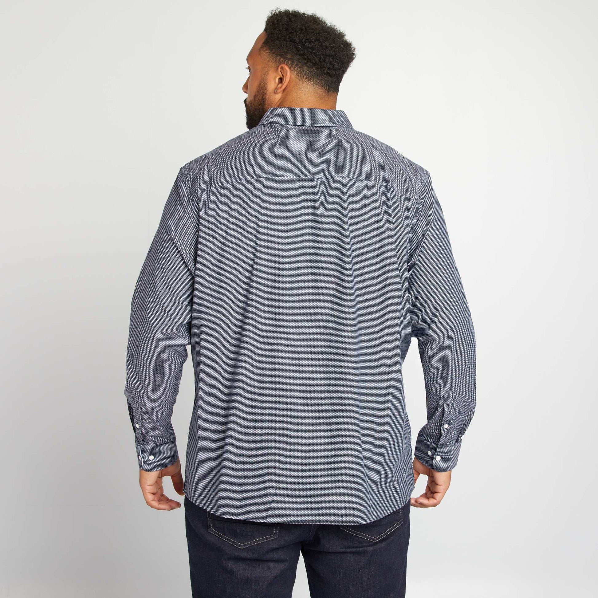 Chemise slim pois Bleu marine pois