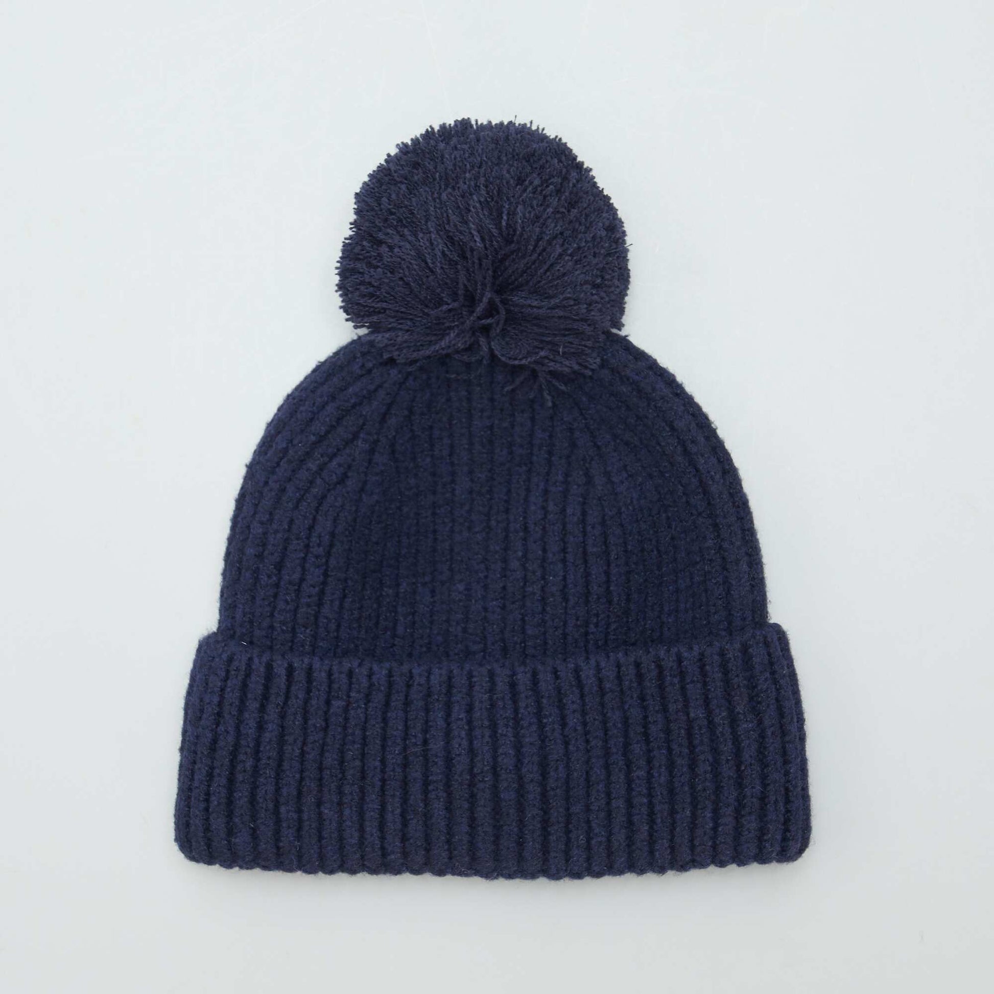 Bonnet c tel avec pompon Bleu marine
