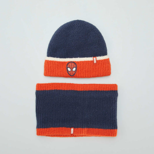 Bonnet + snood 'Spiderman' Bleu