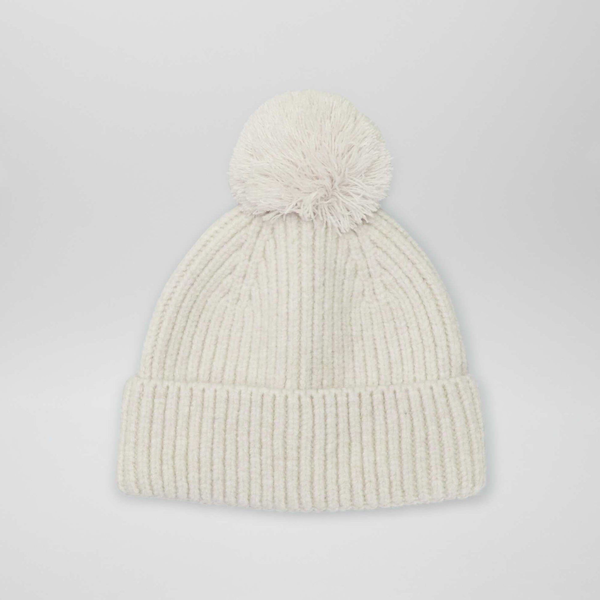 Bonnet cotel avec pompom Blanc