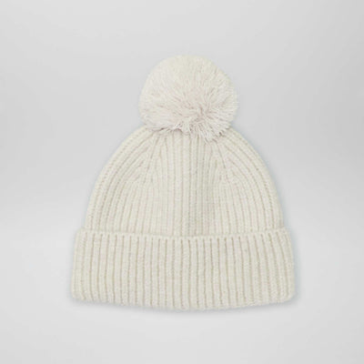 Bonnet cotel avec pompom Blanc