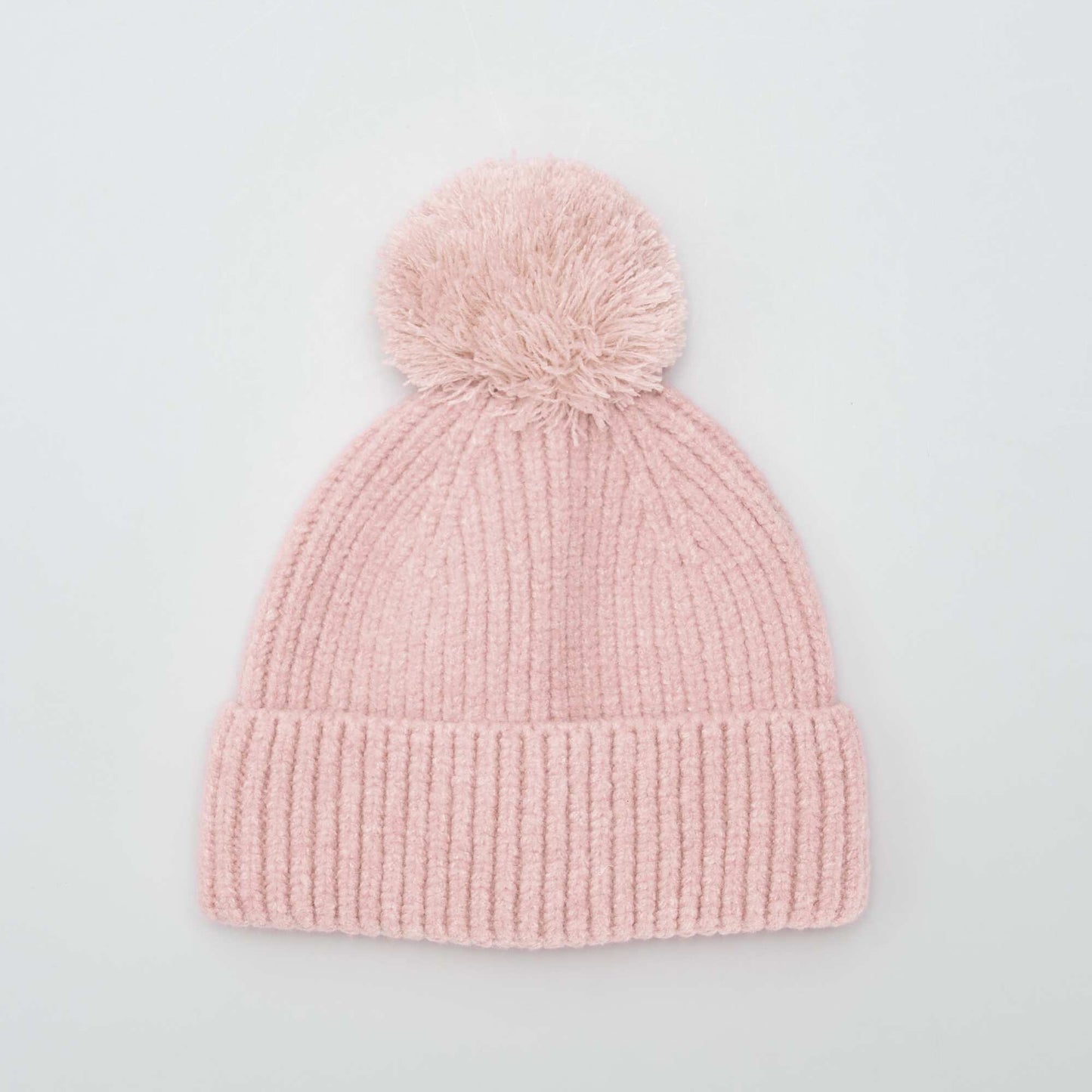 Bonnet cotel  avec pompom Rose