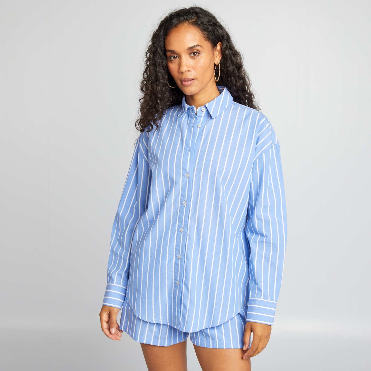 Chemise ray e en popeline Bleu ray