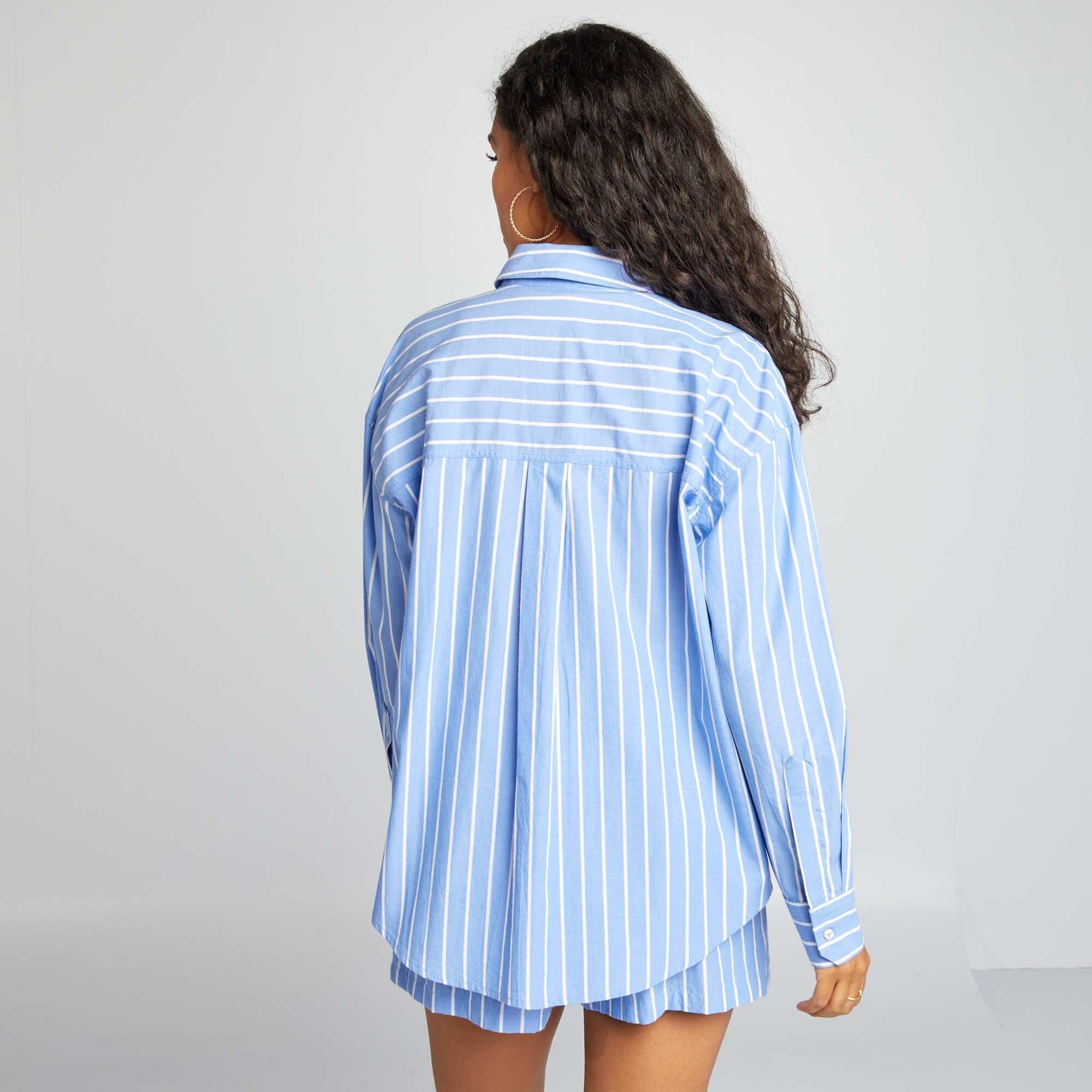 Chemise ray e en popeline Bleu ray