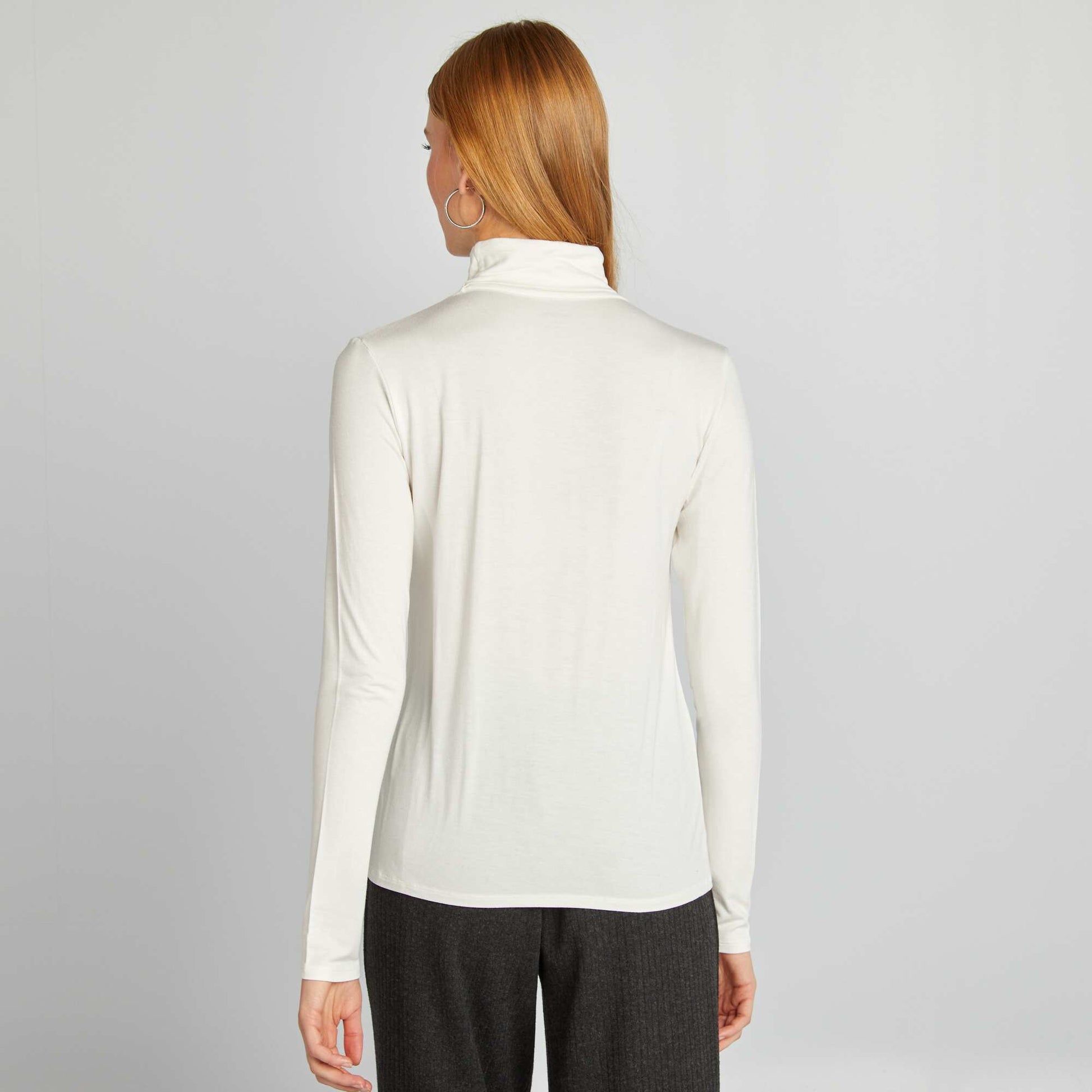 T-shirt col roul en jersey Blanc