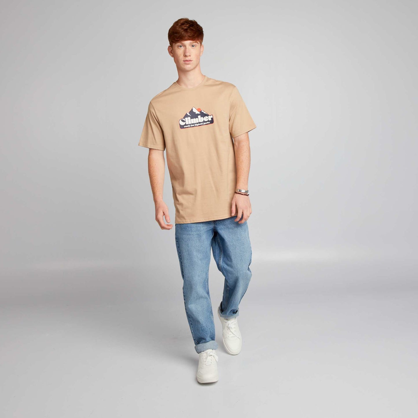 T-shirt imprim  Beige