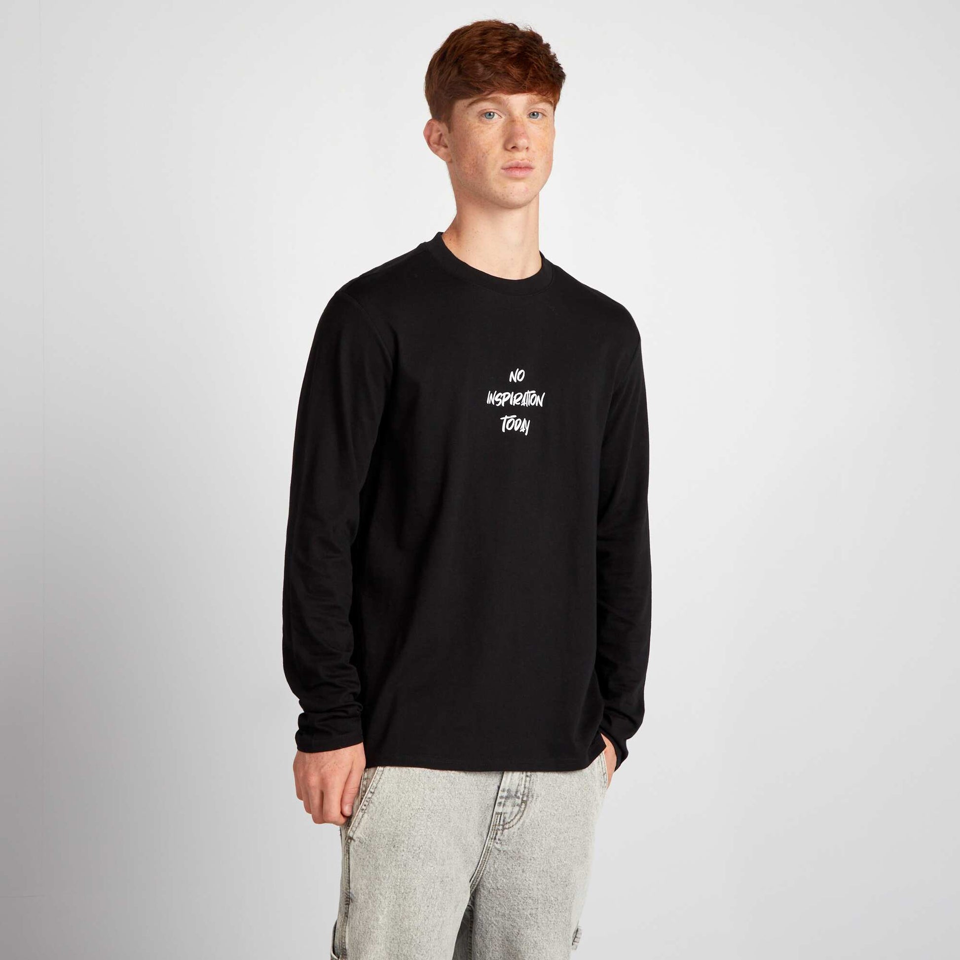 T-shirt en jersey manches longues Noir 'Inspiration'