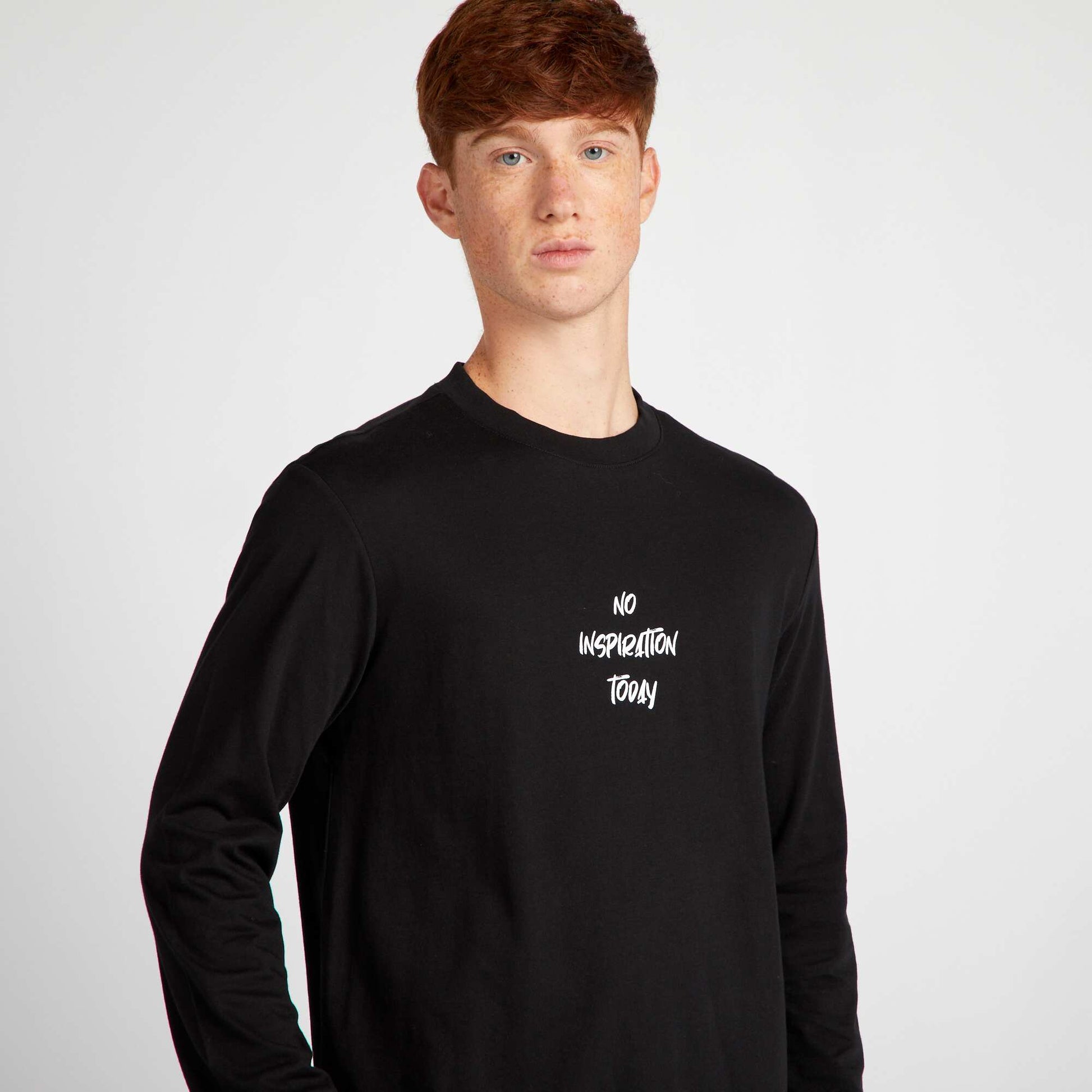 T-shirt en jersey manches longues Noir 'Inspiration'
