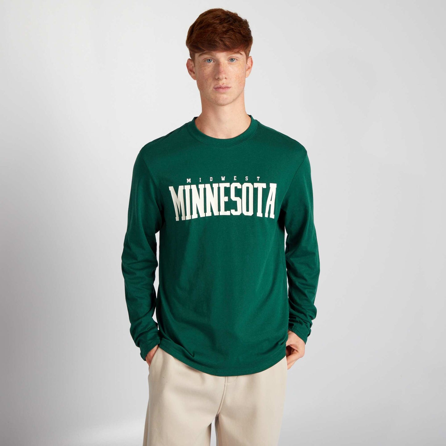 T-shirt en jersey   manches longues Vert