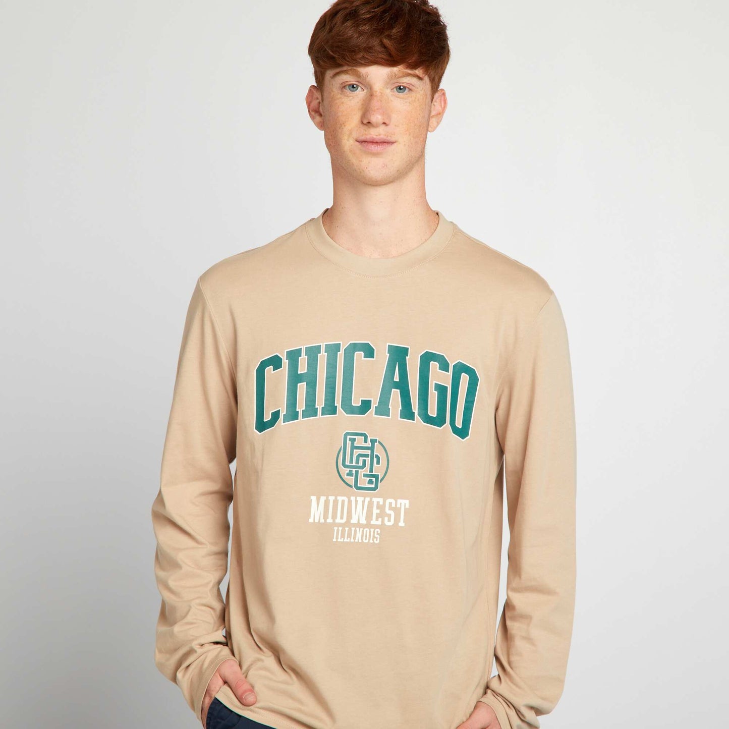 T-shirt en jersey   manches longues Beige 'Chicago'