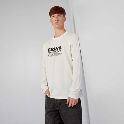 T-shirt en jersey manches longues Blanc 'Brooklyn'