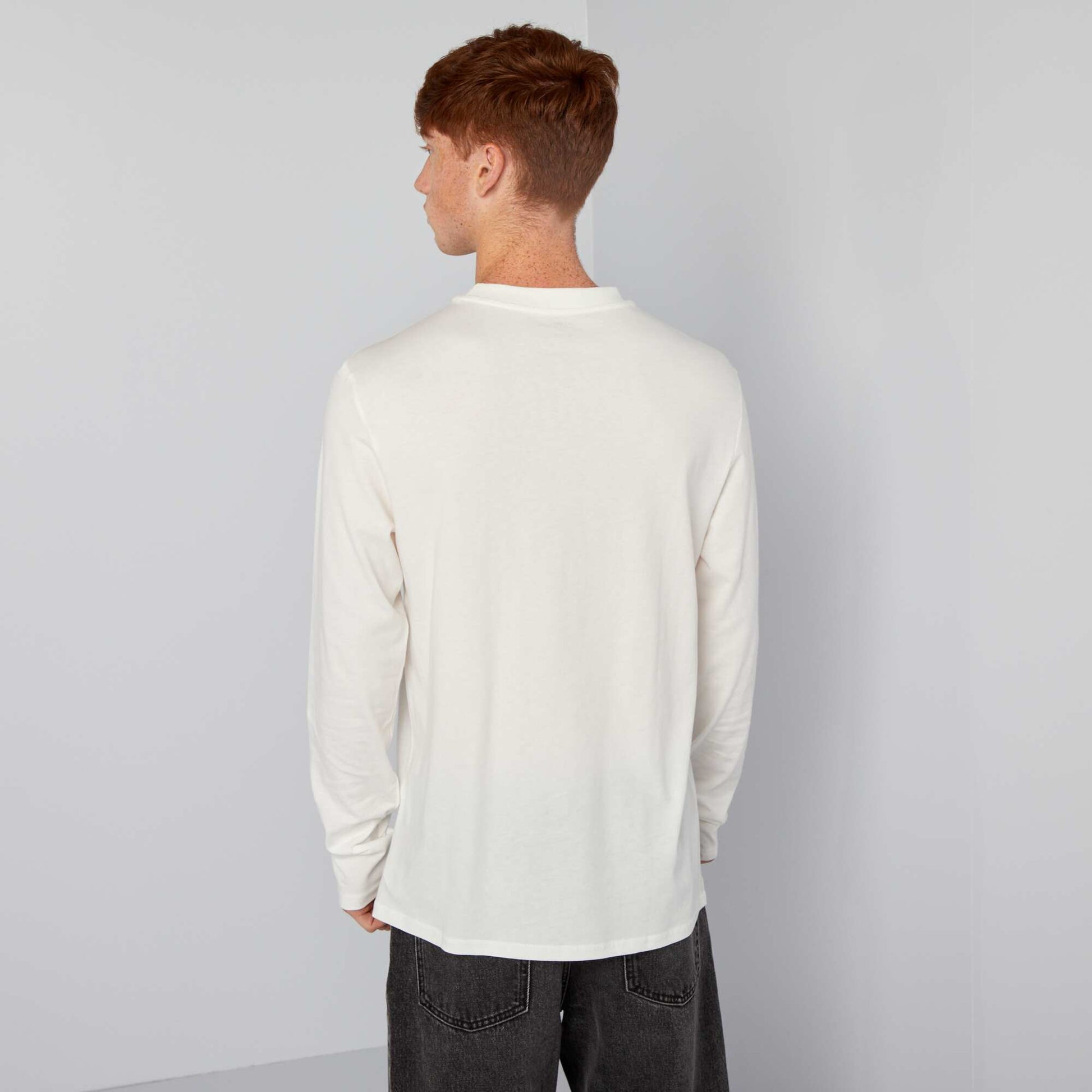 T-shirt en jersey manches longues Blanc 'Brooklyn'