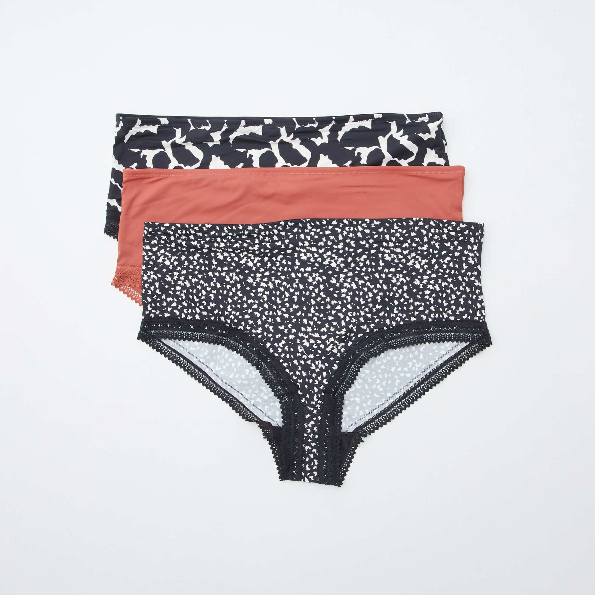 Lot de 3 culottes avec imprimé NOIR/ROUGE