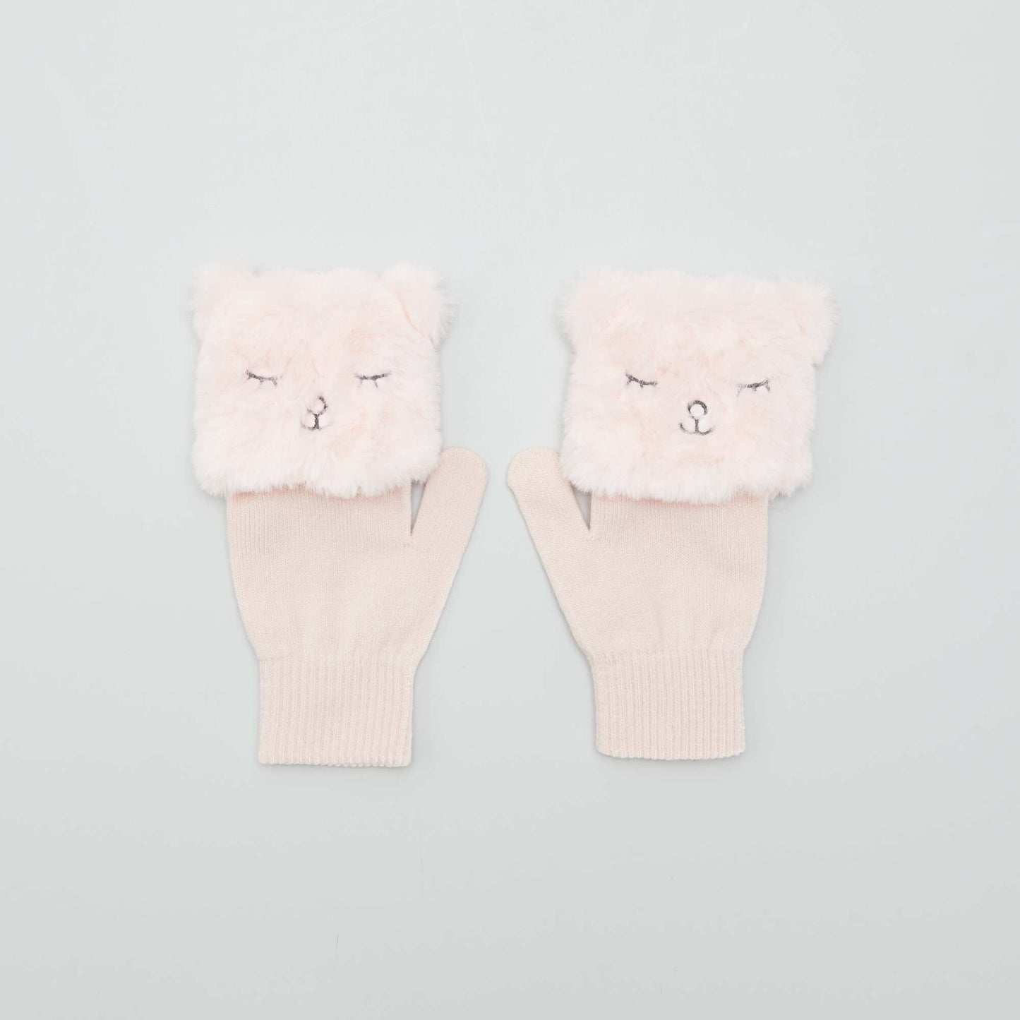 Gants en maille 'chat' Rose