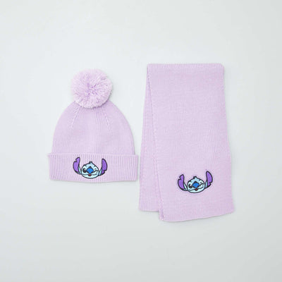 Ensemble c tel bonnet + charpe 'Stitch' 'Disney' - 2 pi ces Violet