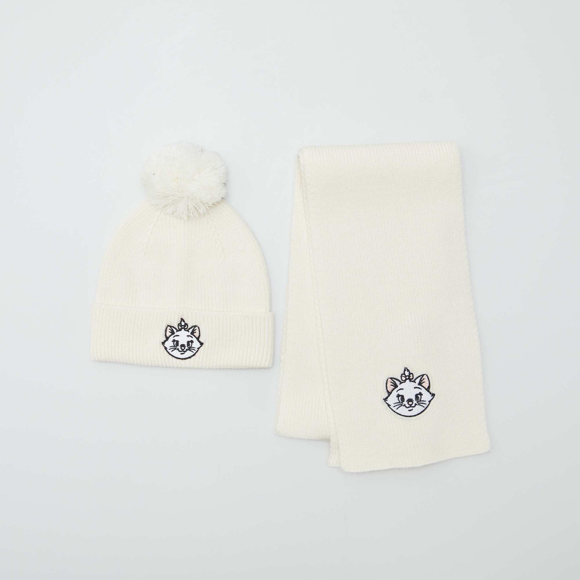 Ensemble c tel bonnet + charpe 'Marie' 'Disney' - 2 pi ces Blanc