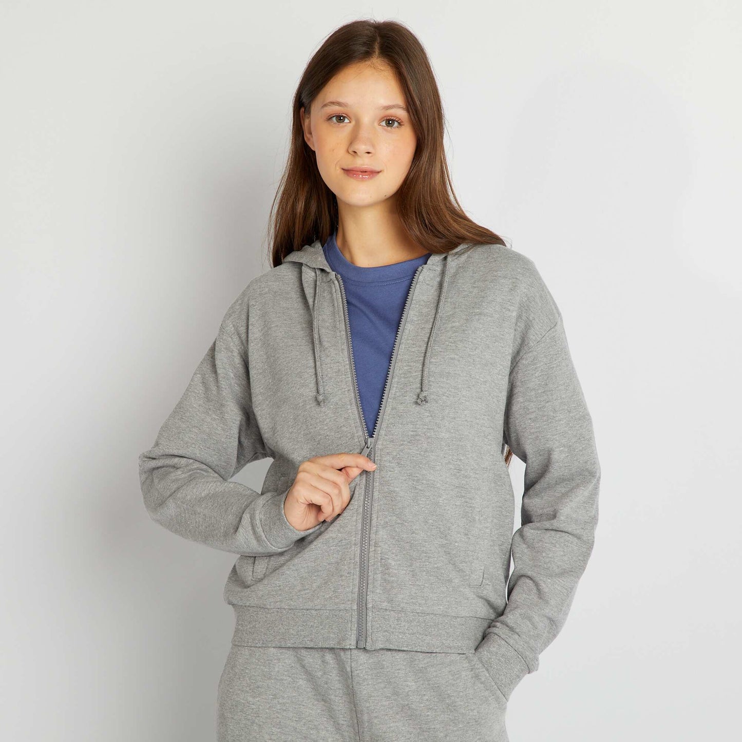 Sweat   capuche zipp  Gris