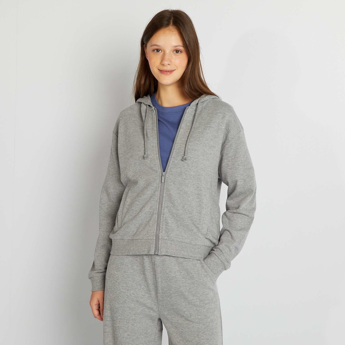 Sweat   capuche zipp  Gris