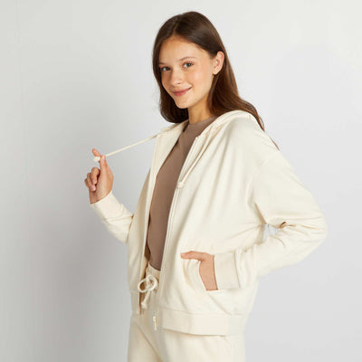 Sweat capuche zipp Blanc