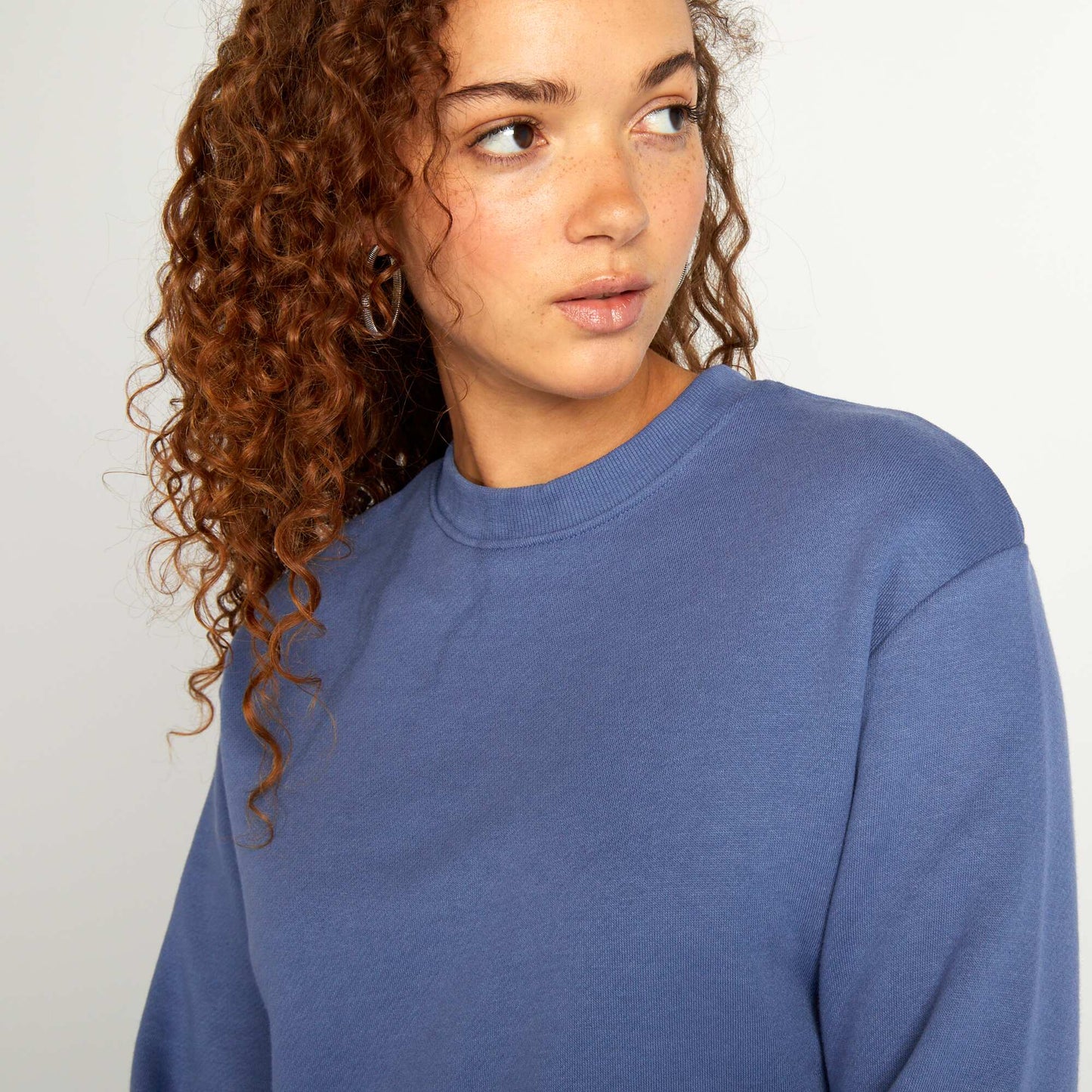 Sweat cropped   col rond Bleu