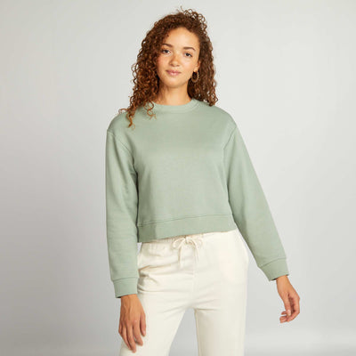 Sweat cropped col rond Vert