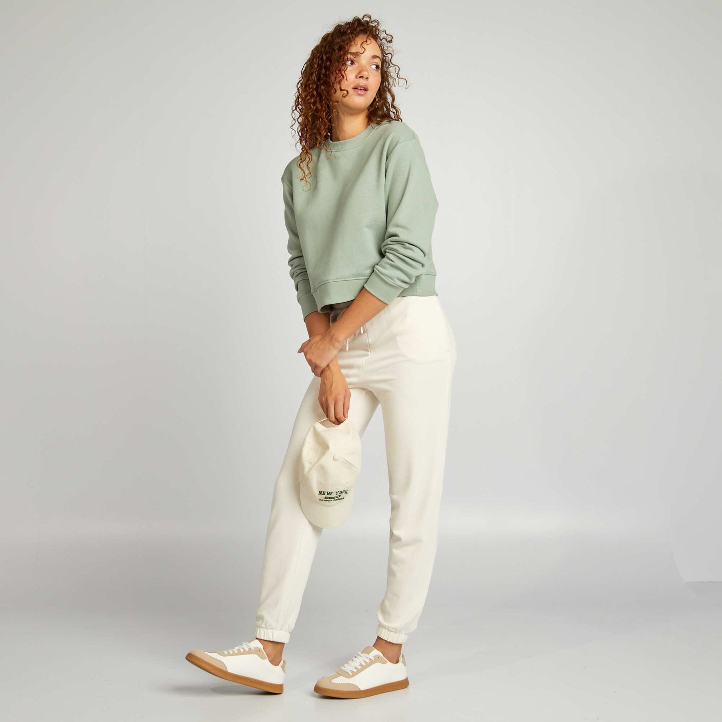 Sweat cropped à col rond Vert