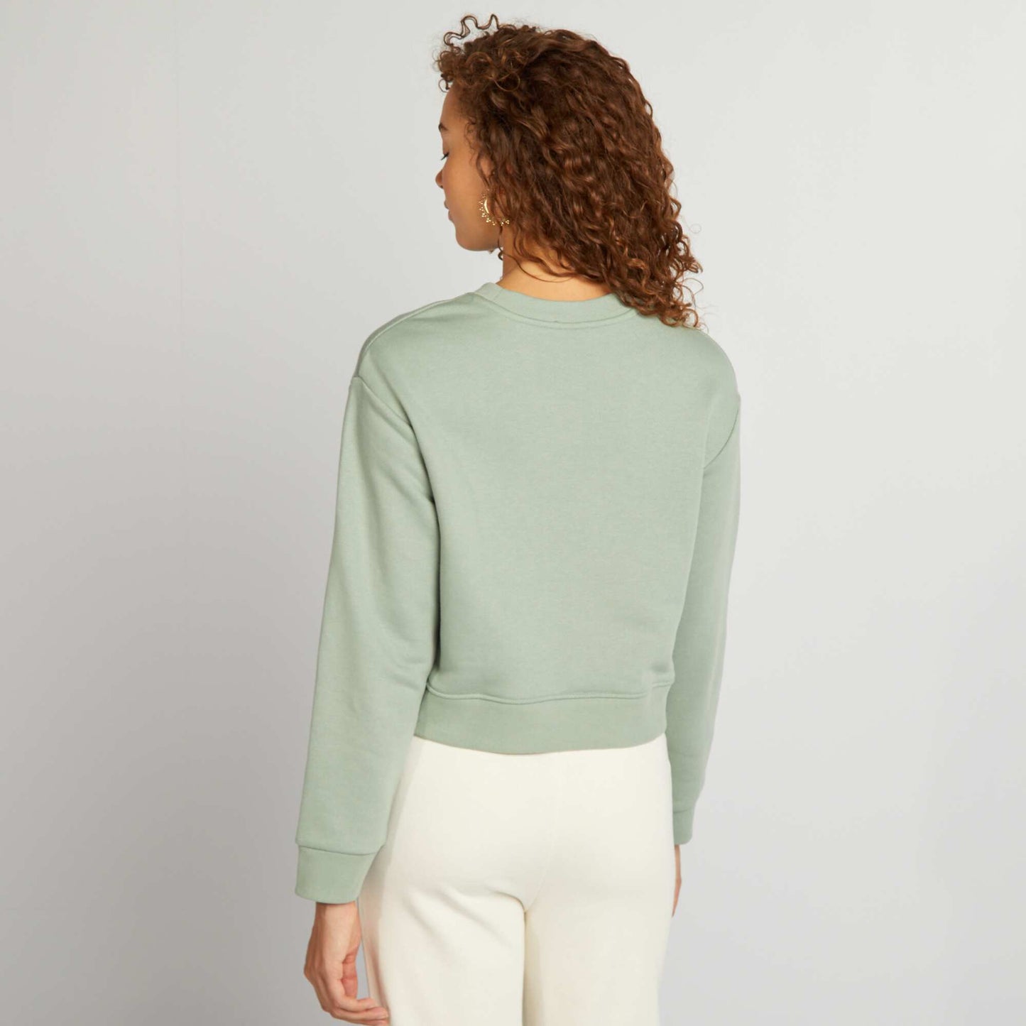 Sweat cropped à col rond Vert