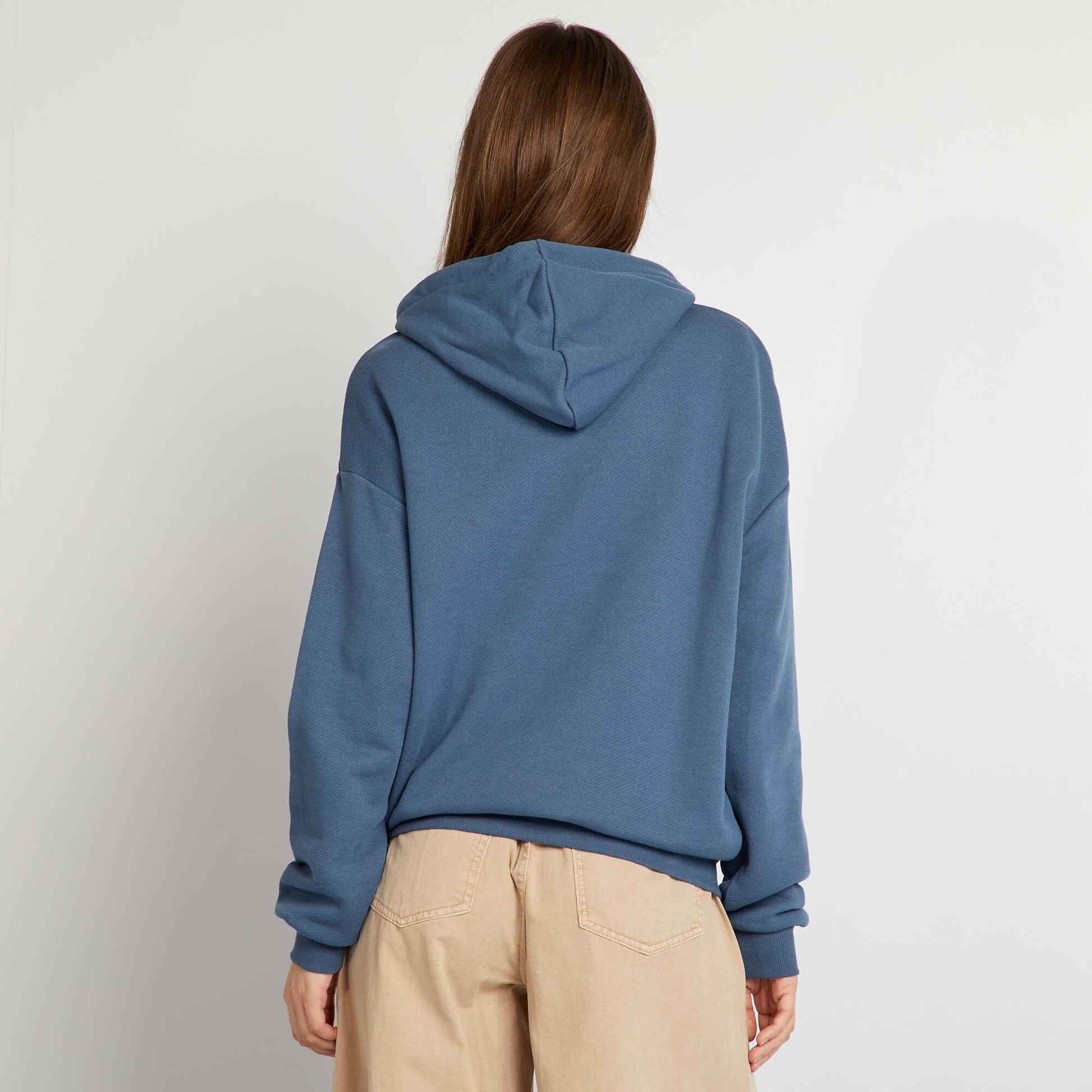 Sweat capuche style US Bleu