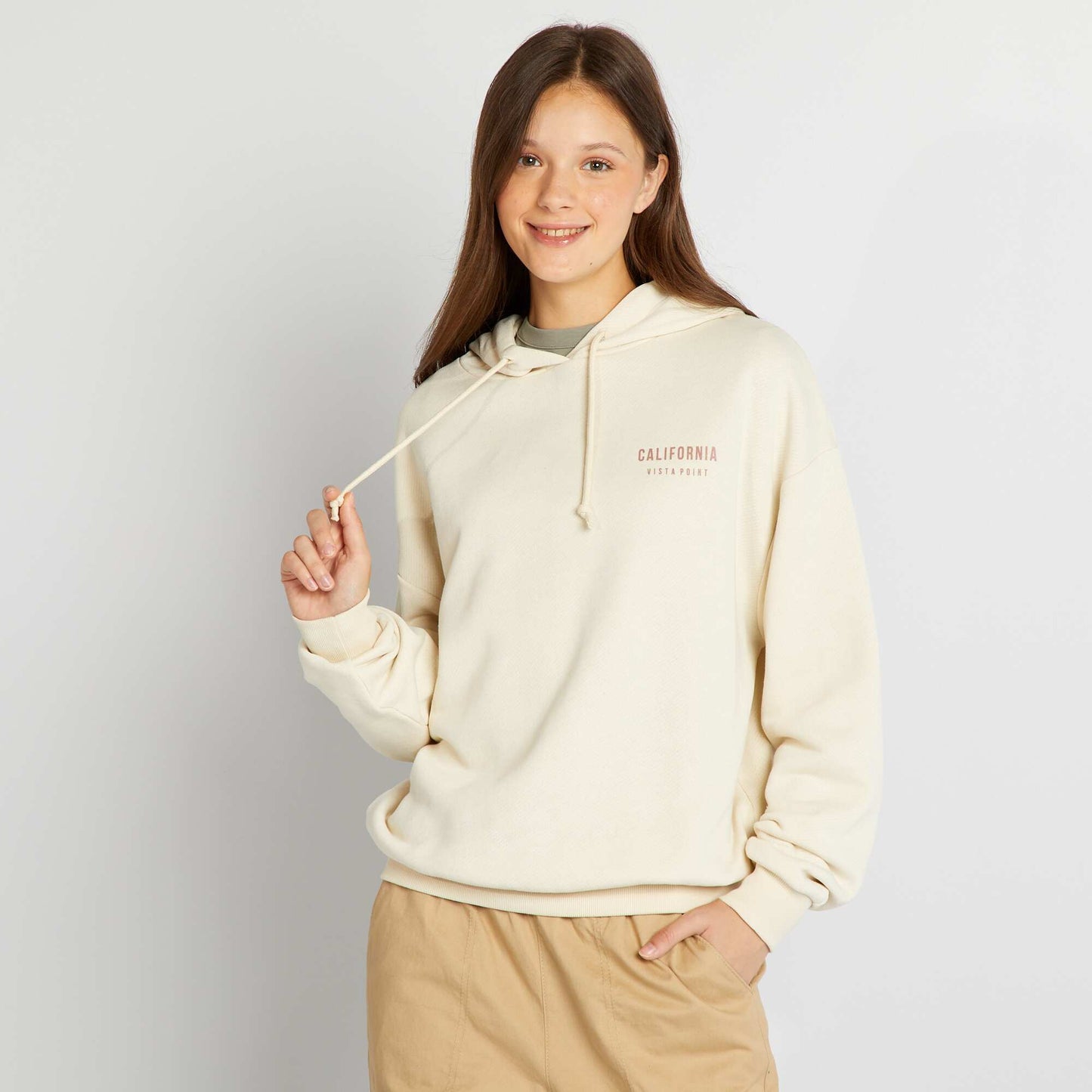 Sweat   capuche style US Marron