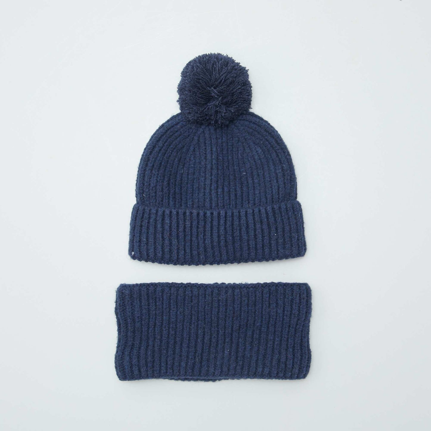 Ensemble bonnet + snood double polaire Bleu