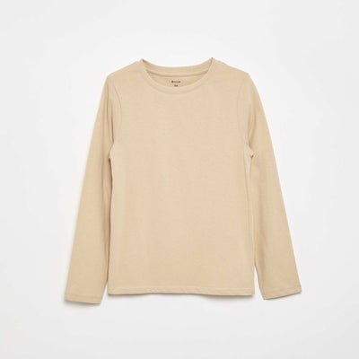 T-shirt basique à manches longues BEIGE