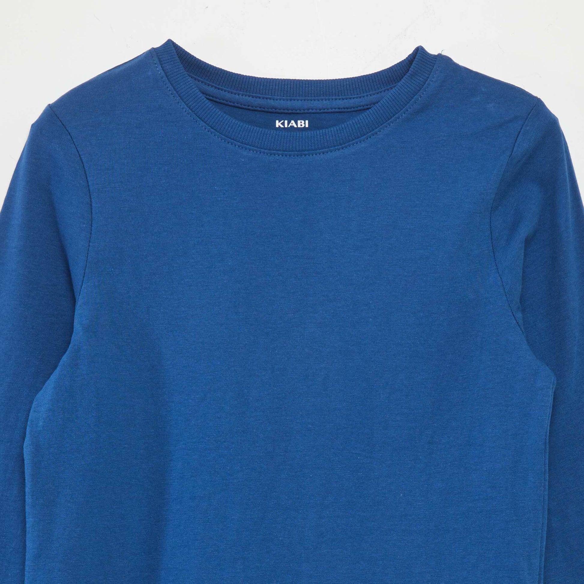 T-shirt basique manches longues Bleu fonc