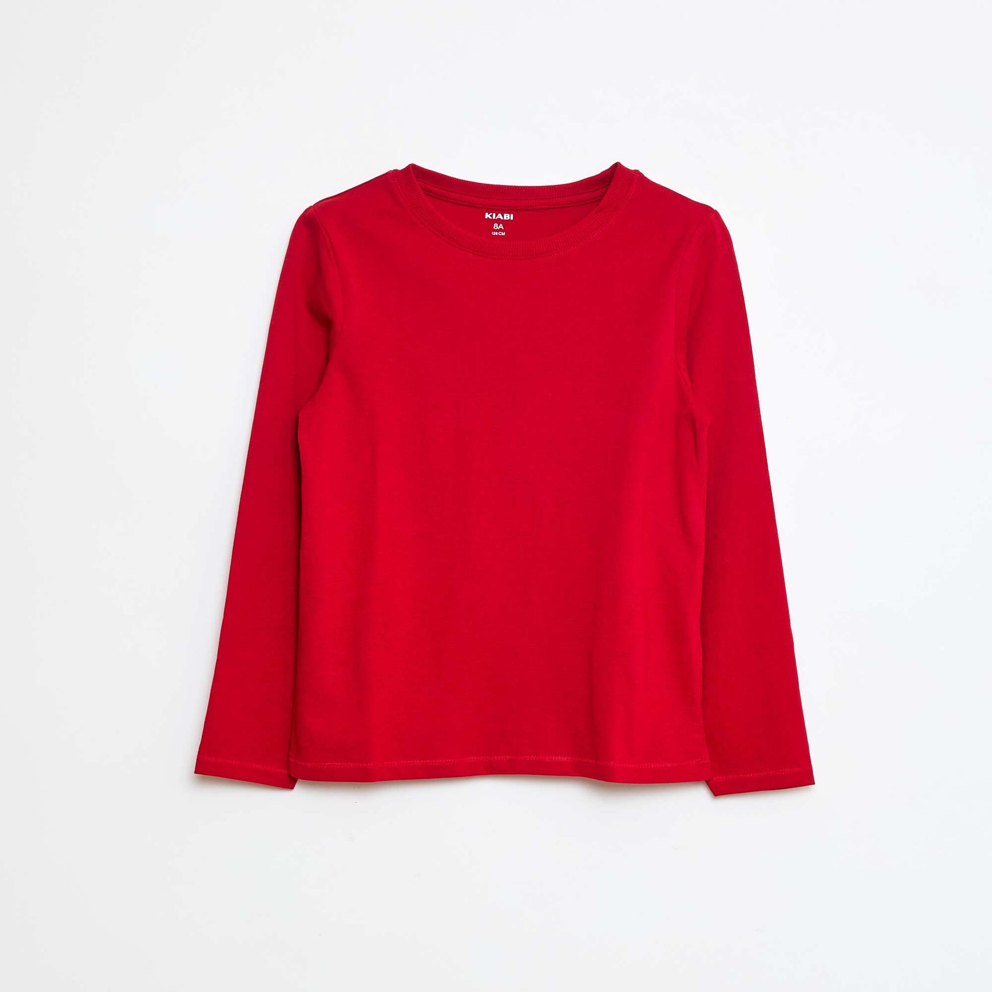 T-shirt basique à manches longues ROUGE