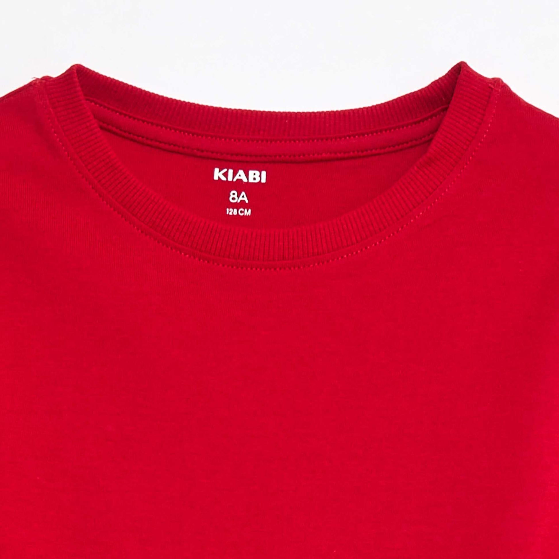T-shirt basique à manches longues ROUGE