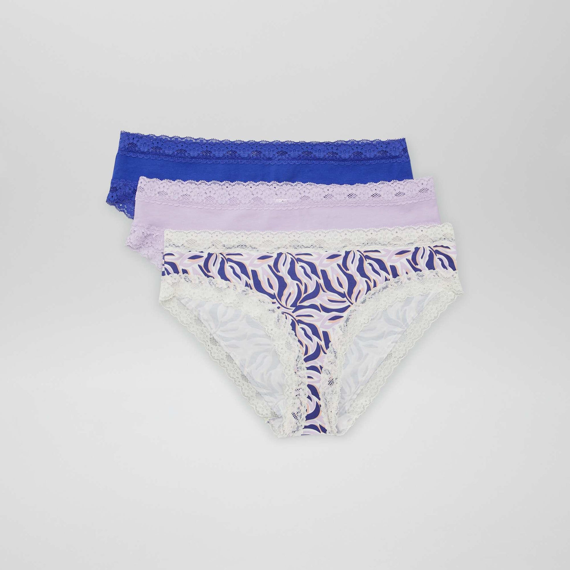 Lot de 3 culottes en dentelle VIOLET/BLANC
