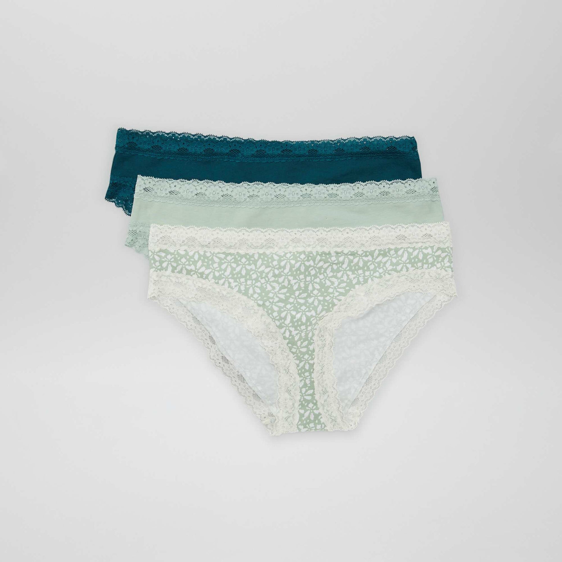 Lot de 3 culottes en dentelle VERT