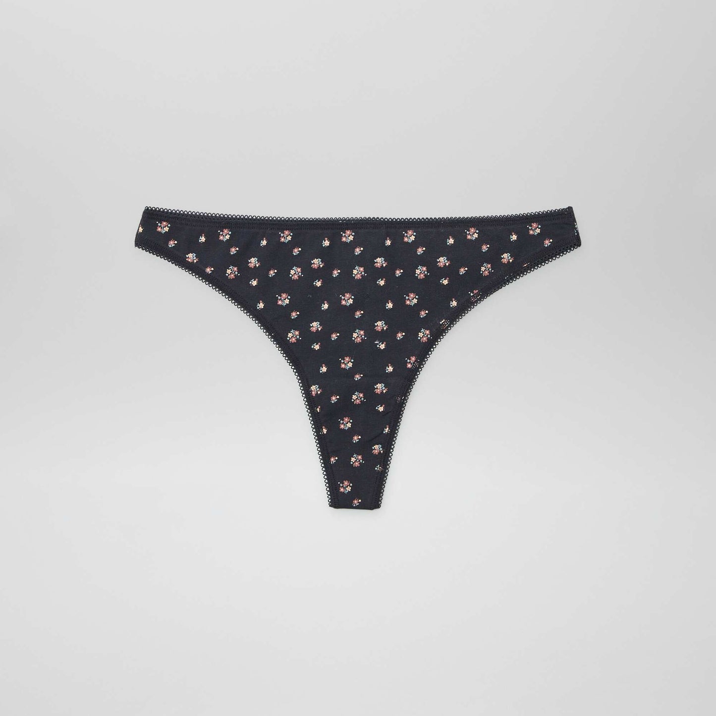 Lot de 3 tangas en coton cru/noir/rose