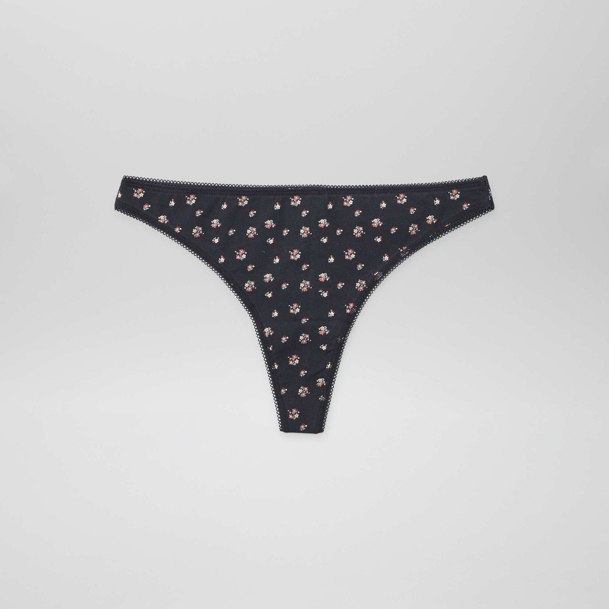 Lot de 3 tangas en coton cru/noir/rose