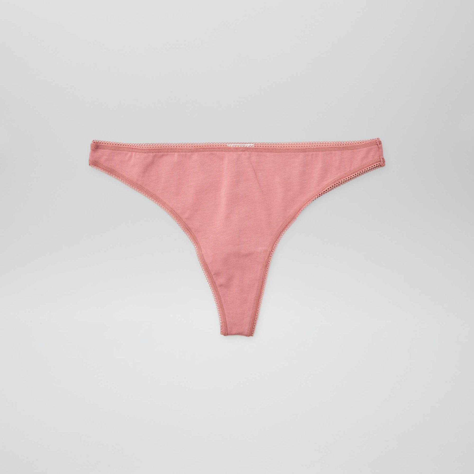 Lot de 3 tangas en coton cru/noir/rose