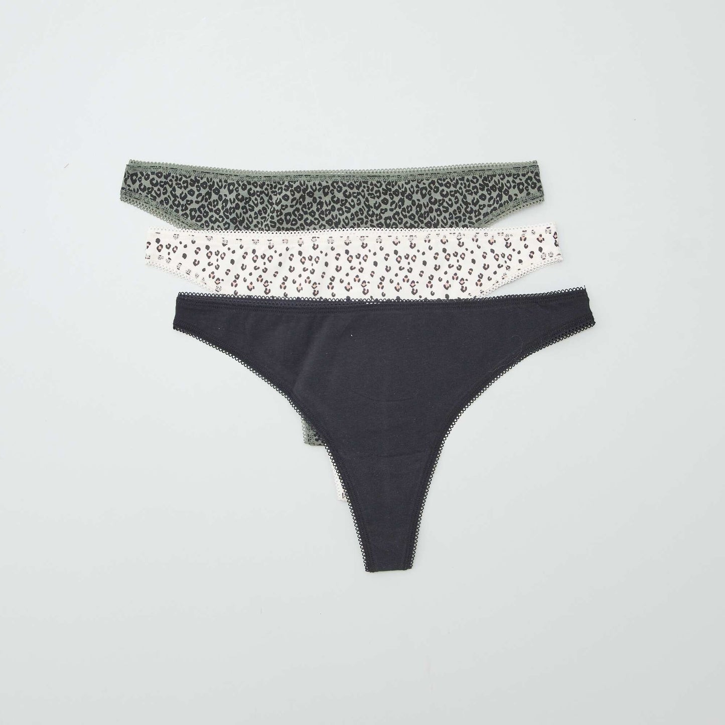 Lot de 3 tangas en coton KAKI