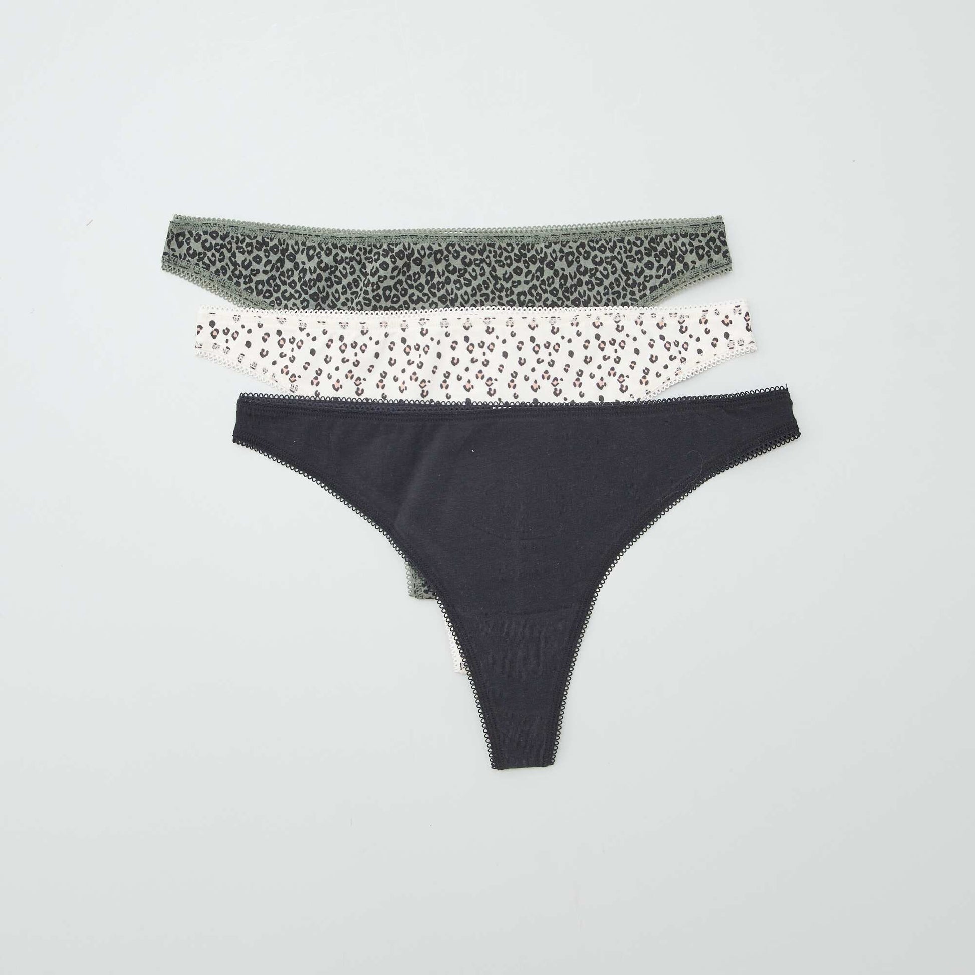 Lot de 3 tangas en coton KAKI