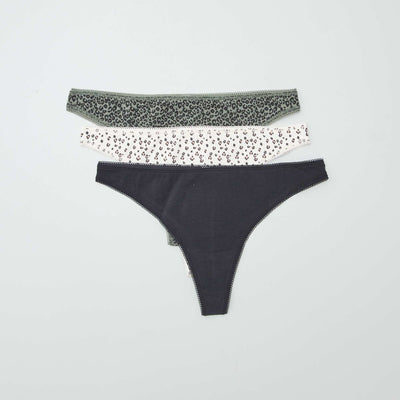 Lot de 3 tangas en coton KAKI