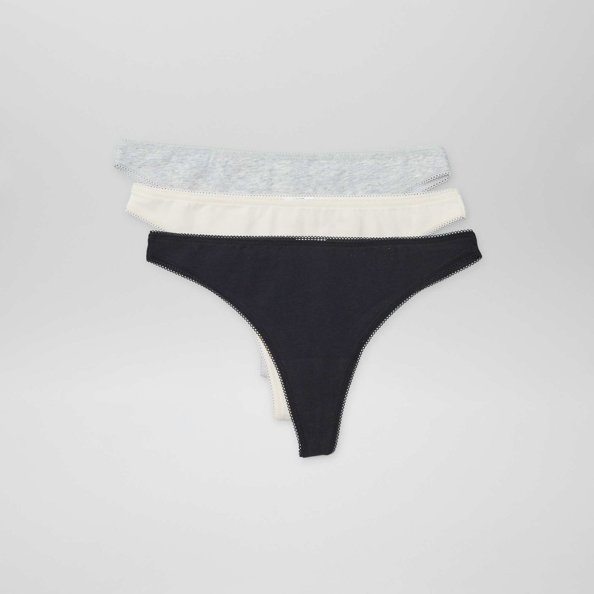 Lot de 3 tangas en coton BEIGE