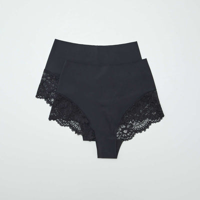 Lot de 2 culottes à taille haute NOIR