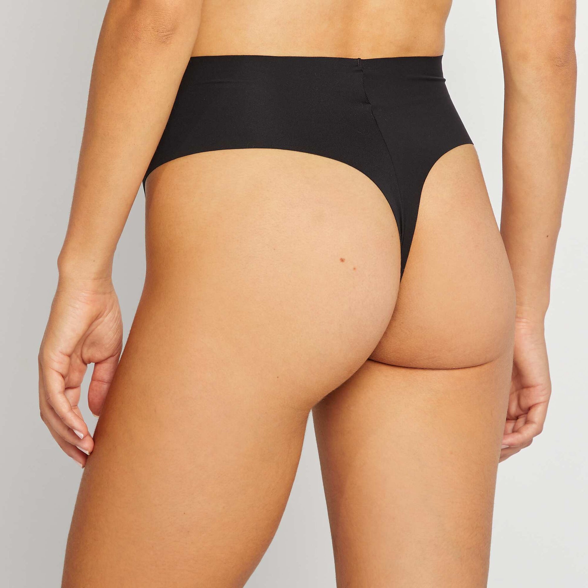 Lot de 2 tangas invisible à taille haute NOIR