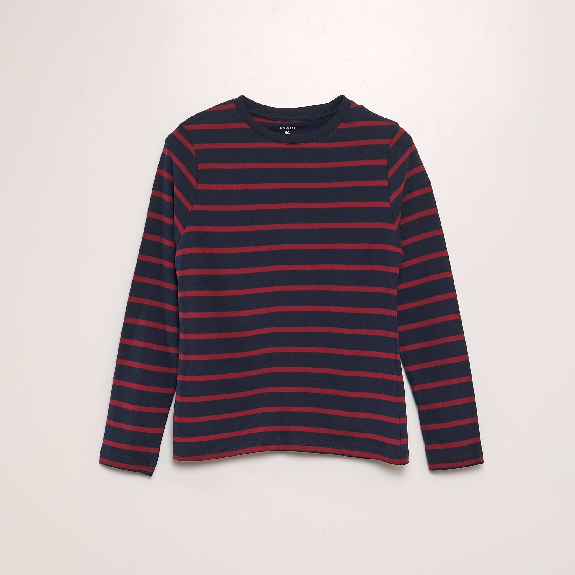 T-shirt en coton rayures Rouge/bleu